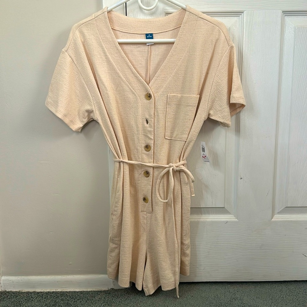 Button down tie romper